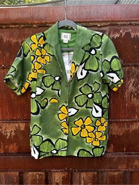BDG Linen Blend Hawaiian Floral Shirt S NWT Hippie Festival Vacation